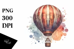 Dirty Vintage Hot Air Balloon, PNG Product Image 1