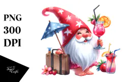 Gnome Drinking with Beachwear, High-Res PNG Product Image 1