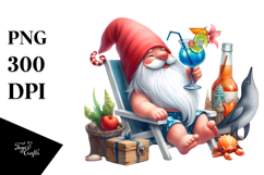 Whimsical Summer Clothes Gnome with Cocktail PNG Product Image 1