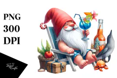 Whimsical Summer Clothes Gnome with Cocktail PNG Product Image 1