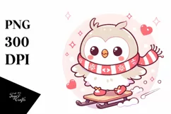 Cute Winter Owl Sleigh Ride PNG Product Image 1