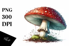 Detailed Mushroom Watercolor Splash PNG Product Image 3