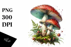 Detailed Mushroom Watercolor Splash PNG Product Image 1
