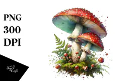 Detailed Mushroom Watercolor Splash PNG Product Image 1