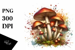 Detailed Mushroom Watercolor Splash PNG Product Image 3