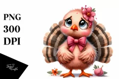 Watercolor Confused Baby Turkey Standing Clipart Product Image 1
