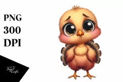 Watercolor Confused Baby Turkey Standing Clipart Product Image 1