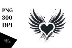 Simple Paintbrush Style Heart with Wings PNG Product Image 1