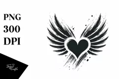 Simple Paintbrush Style Heart with Wings PNG Product Image 1