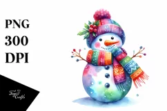 Colorful Snowman with Scarf PNG Product Image 1