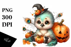 Baby Peacock with Pumpkin, PNG Product Image 1