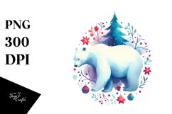 Vibrant Christmas Polar Bear, PNG Product Image 1