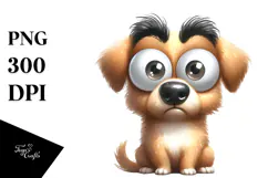 Whimsical Goofy Dog with Human-Like Eyebrows PNG Product Image 1
