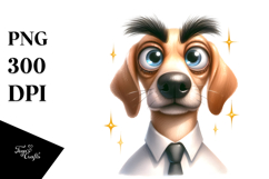 Whimsical Goofy Dog with Human-Like Eyebrows PNG Product Image 1