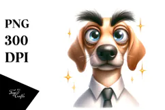 Whimsical Goofy Dog with Human-Like Eyebrows PNG Product Image 1