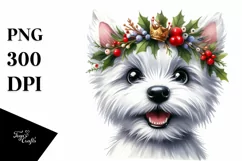 West Highland White Terrier Wreath Watercolor Clipart Product Image 3