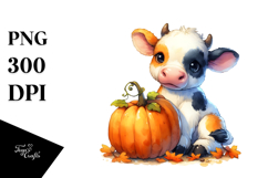 Cute Baby Cow Watercolor Drawing | Sublimation Clipart Product Image 1