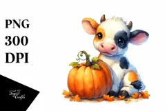 Cute Baby Cow Watercolor Drawing | Sublimation Clipart Product Image 3