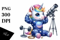 Cute Baby Unicorn as Body Builder Clipart Product Image 3