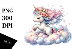 Cute Spring Wind Unicorn Petals | Sublimation Clipart Product Image 3