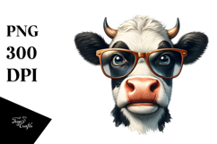 Angry Cow with Funny Sunglasses PNG Product Image 1