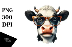 Angry Cow with Funny Sunglasses PNG Product Image 1