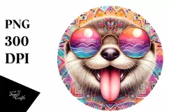Funny Otter Smiling, Tongue Out | Sublimation Clipart Product Image 1