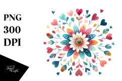 Simple Colorful Heart Flower PNG Product Image 1