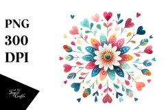 Simple Colorful Heart Flower PNG Product Image 1