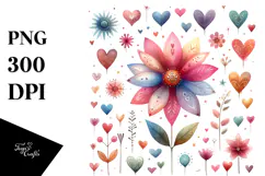 Colorful Simple Boho Flower with Heart Petals PNG Product Image 1