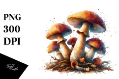 Detailed Watercolor Mushroom Splash PNG Product Image 1