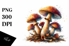 Detailed Watercolor Mushroom Splash PNG Product Image 3