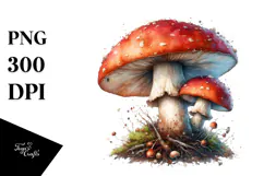 Detailed Watercolor Mushroom Splash PNG Product Image 1