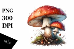 Detailed Watercolor Mushroom Splash PNG Product Image 1