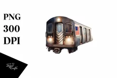 Watercolor Vintage Dirty Subway Train with Flowers Clipart Product Image 3