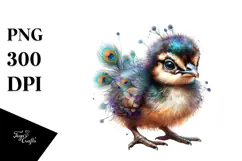 Baby Peacock with Big Eyes PNG Product Image 1
