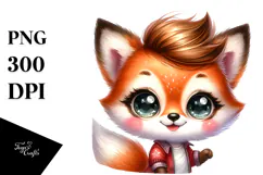 Energetic Fox with Cool Haircut PNG Product Image 1