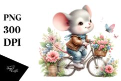 Sublimation Cute Baby Mouse Playing Cycling Flower Clipart Product Image 3