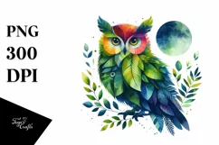 Abstract Vibrant Plant Leaves Owl PNG Product Image 1