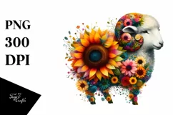 Abstract Lamb with Sunflower Body, PNG Product Image 1