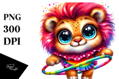Vibrant Cute Lion with Hula Hoop PNG Product Image 1