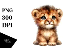 Baby Lion Watercolor PNG Product Image 1