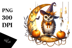 Autumn Owl with Candles PNG Product Image 1