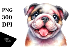 Watercolor Baby Bulldog, PNG Product Image 1