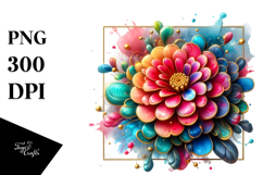 Abstract Colorful Zinnia Frame PNG Product Image 1