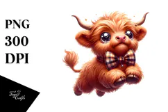 Playful Highland Cow with Bow Tie PNG Product Image 1
