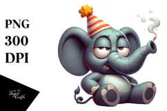 Goofy Elephant with Party Hat PNG Product Image 1