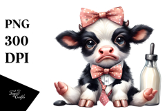 Cute Cow with Bow Tie PNG Product Image 1