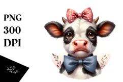 Disgusted Cow with Bow Tie PNG Product Image 1