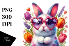 Easter Bunny with Heart-shaped Sunglasses, Digital Painting Product Image 1